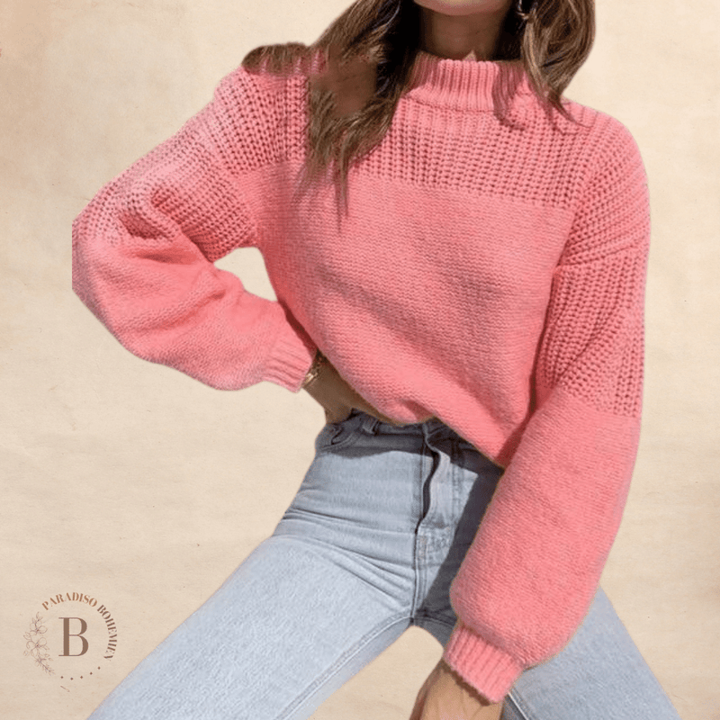 Maglione Corto rosa collo Medio boho | Paradiso Bohemien