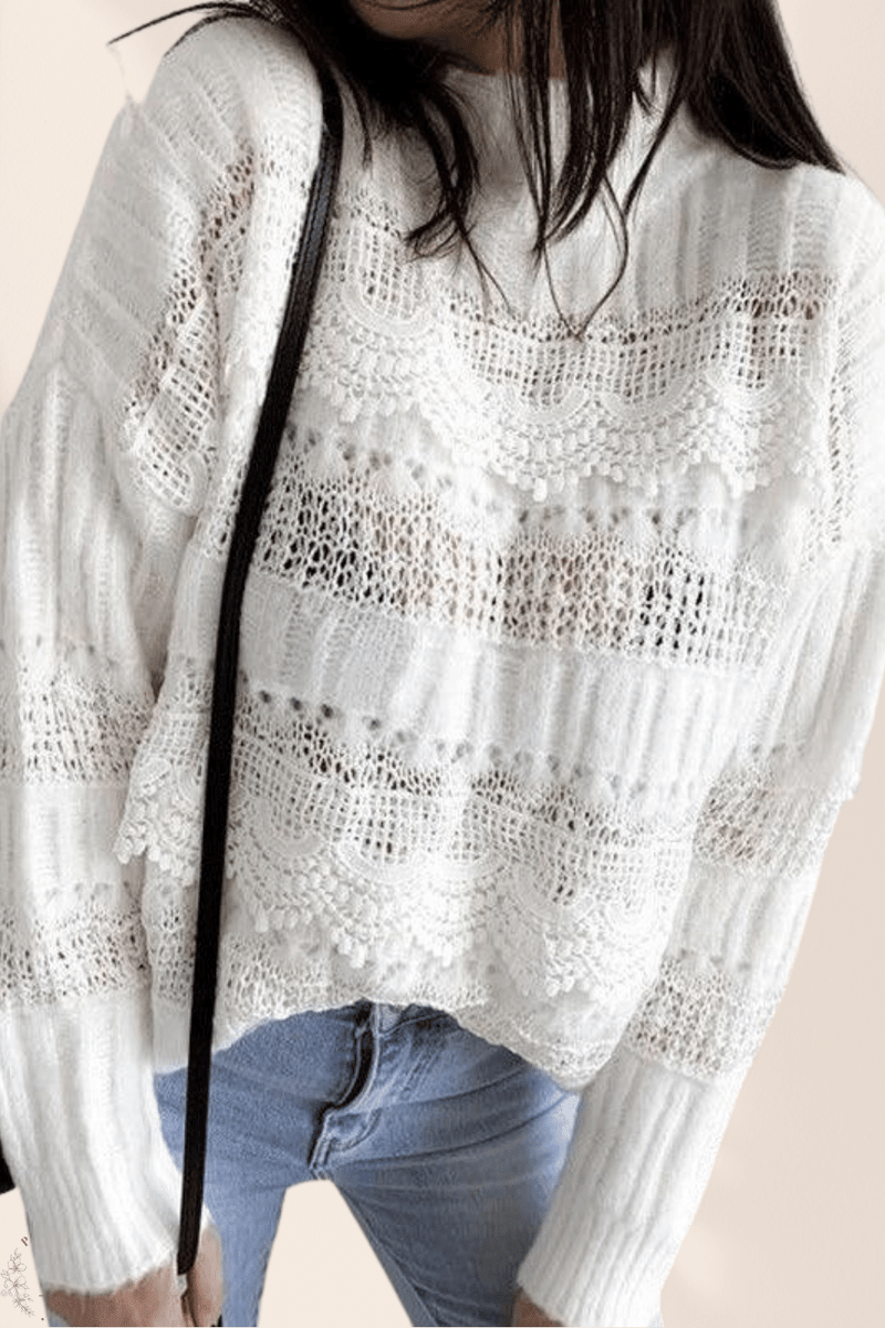 Maglione Donna Collo Alto Bianco | Paradiso Bohemien