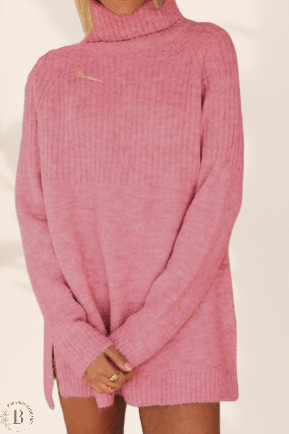 Maglione Lungo Lana Donna Rosa | Paradiso Bohemien