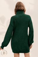 Maglione Lungo Vestito Collo Alto Verde | Paradiso Bohemien