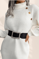 Maglione Lungo Vestito con Cintura Bianco | Paradiso Bohemien