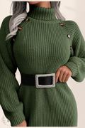 Maglione Lungo Vestito con Cintura Verde | Paradiso Bohemien