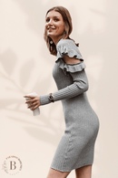 Maglione Vestito Grigio Maniche Lunghe con Pizzo | Paradiso Bohemien