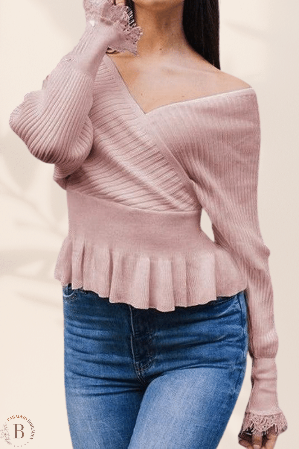 Maglione Rosa Lilla da Donna con Maniche Lunghe | Paradiso Bohemien