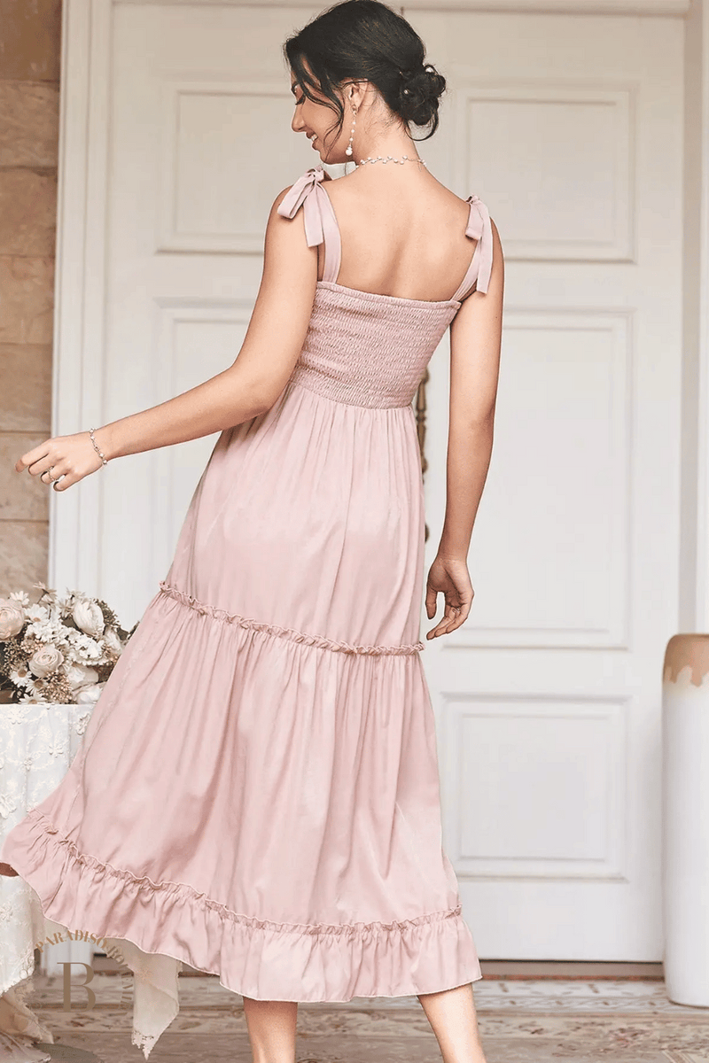 Abito Lungo Rosa Cipria Paradiso Bohemien