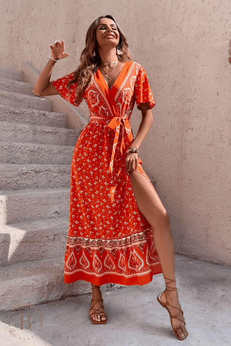 Vestito Boho Arancione Lungo Estivo | Paradiso Bohemien