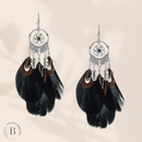 Orecchini Boho Chic Piume Nero | Paradiso Bohemien
