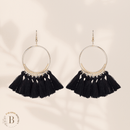 Orecchini Boho a Cerchio con Nappe Nero | Paradiso Bohemien