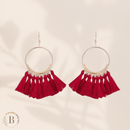 Orecchini Boho a Cerchio con Nappe Rosso | Paradiso Bohemien