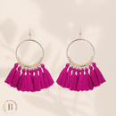 Orecchini Boho a Cerchio con Nappe Rosa | Paradiso Bohemien