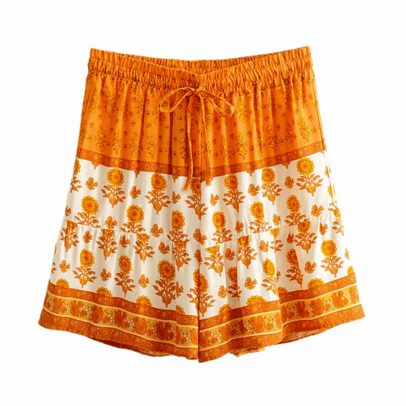 Pantaloncini a Fiori Arancioni Bohemien | Paradiso Bohemien