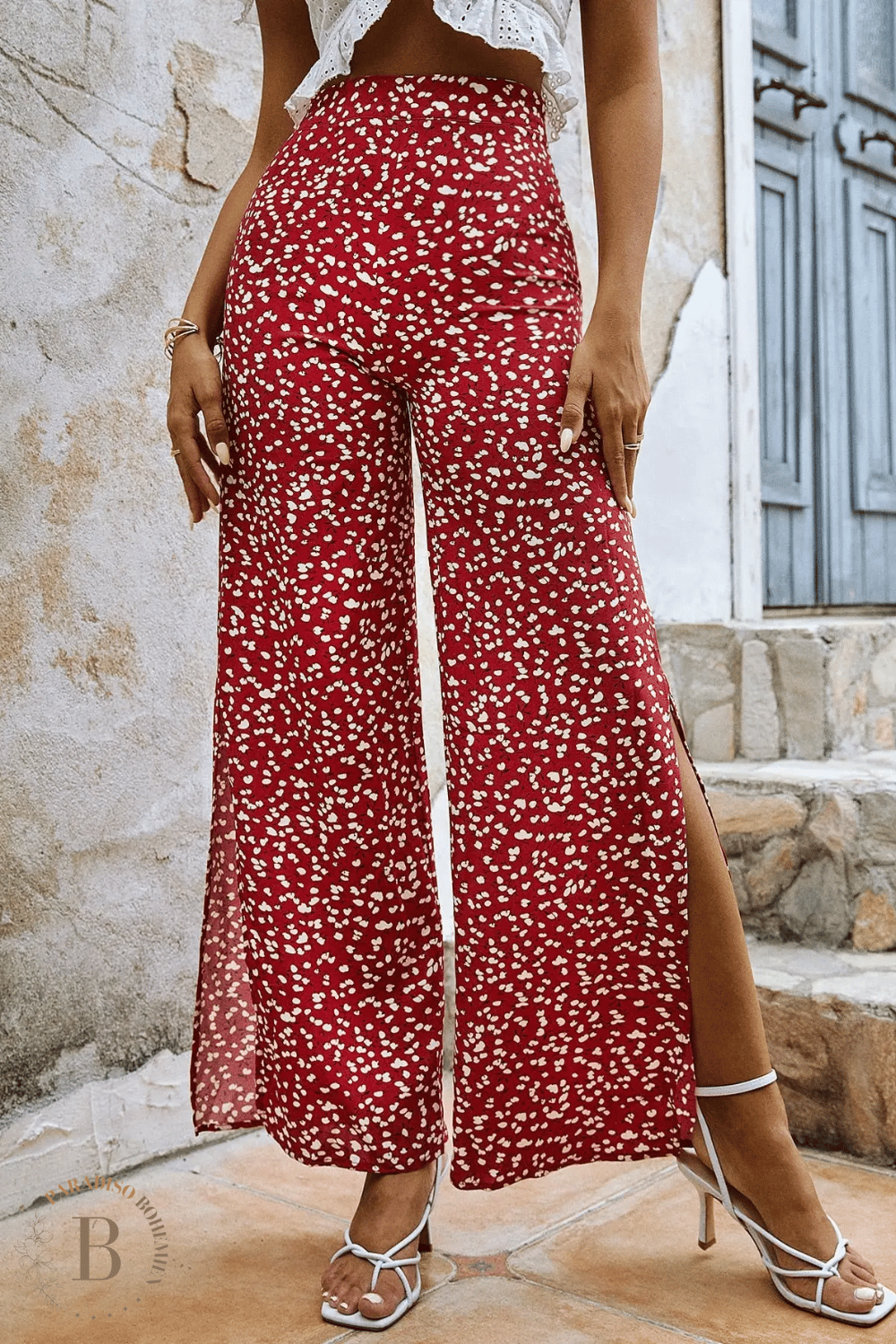 Pantaloni Estivi Rossi a Vita Alta da Donna | Paradiso Bohemien