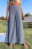 Pantalone a Palazzo Blu a Fiori Bianchi | Paradiso Bohemien