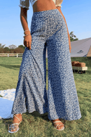 Pantalone a Palazzo Blu a Fiori Bianchi Boho | Paradiso Bohemien