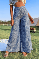 Pantalone a Palazzo Blu a Fiori Bianchi | Paradiso Bohemien