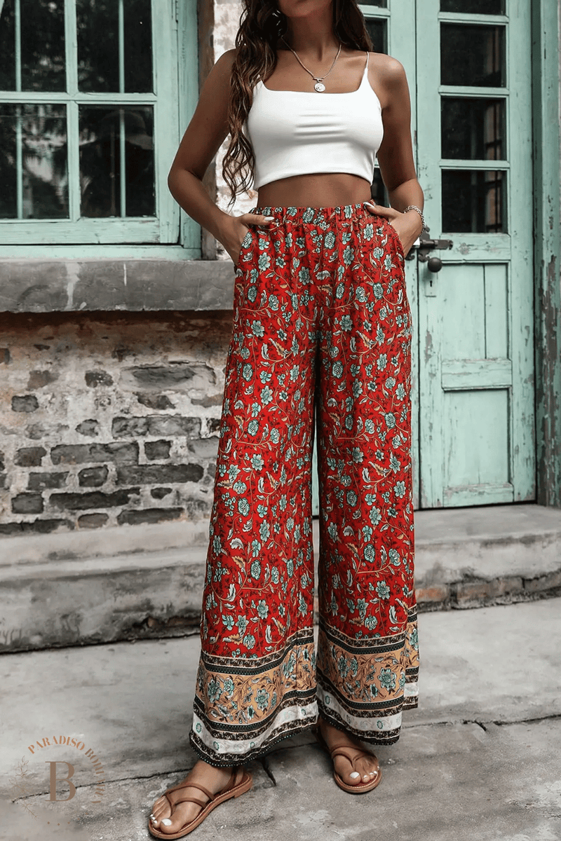 Pantaloni Larghi Donna con Elastico in Vita Paradiso Bohemien