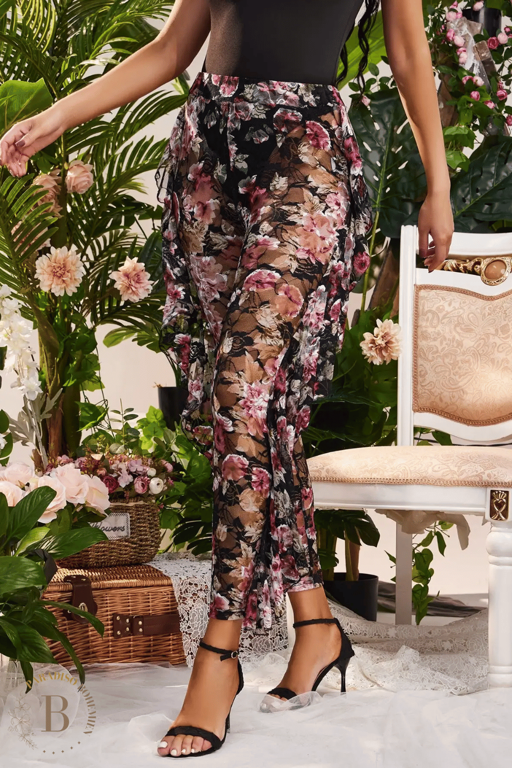 Pantaloni in Pizzo Donna  a Fiori  | Paradiso Bohemien