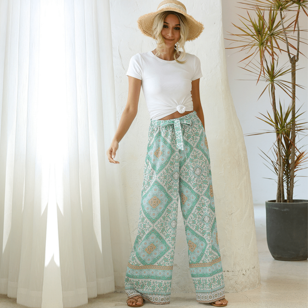 Pantaloni Larghi Verdi stile Boho Chic | Paradiso Bohemien