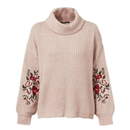 Maglione Rosa Ricamato in stile Boho con Colletto | Paradiso Bohemien