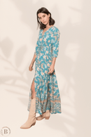 Vestito a Fiori Azzurro Lungo | Paradiso Bohemien
