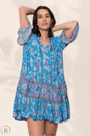 Vestito a Fiori Elegante Blu | Paradiso Bohemien