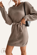 Vestito a Maglione con Cintura Marrone | Paradiso Bohemien