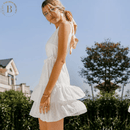 Vestito Bianco Arricciato Bianco in stile Boho | Paradiso Bohemien