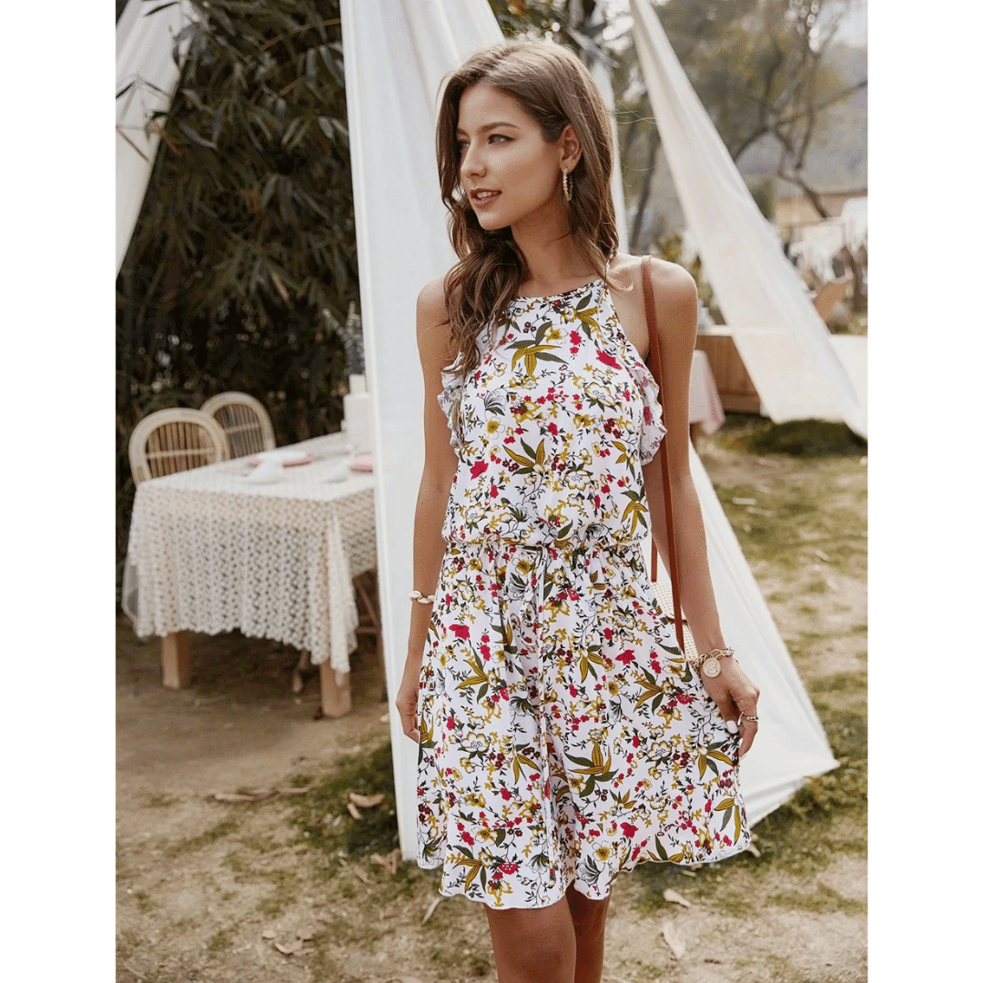 Vestito bianco a Fiori Bohémien | Paradiso Bohémien