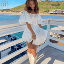 Vestito Bianco con Maniche a Sbuffo stile Boho | Paradiso Bohemien