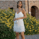 Vestito Bianco con Piume in stile Boho Chic | Paradiso Bohemien