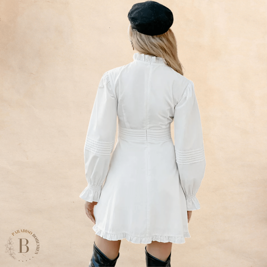 Vestito Bianco Corto a Maniche Lunghe | Paradiso Bohemien