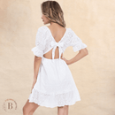 Vestito Bianco Corto con Spalle Scoperte Boho | Paradiso Bohemien