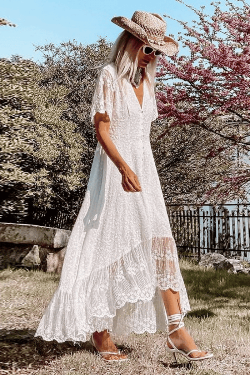 Abito bianco pizzo discount