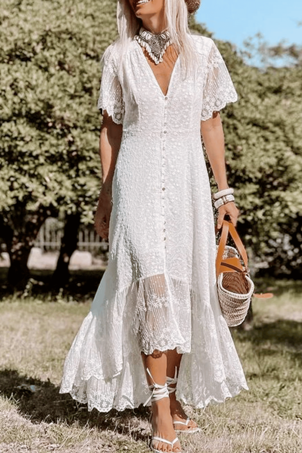 Vestito Bianco Estivo in Pizzo Boho | Paradiso Bohemien