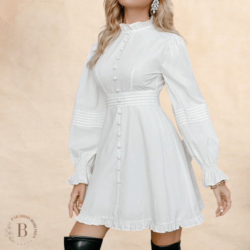 Vestito Bianco Manica Lunga Boho Vintage | Paradiso Bohemien