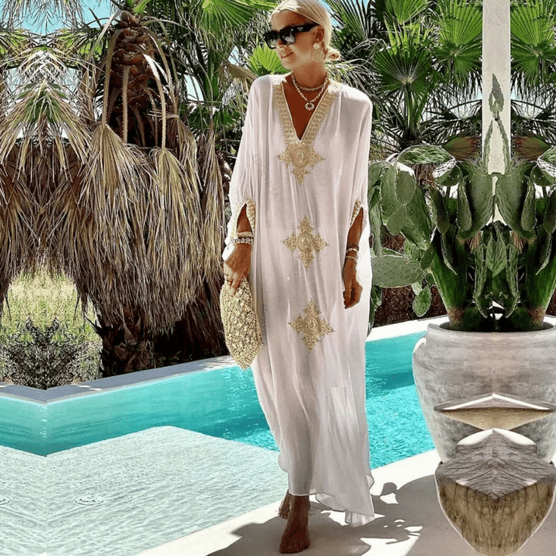 Vestito Bianco Stile Hippie | vestito-bianco lungo estivo Paradiso Bohemien