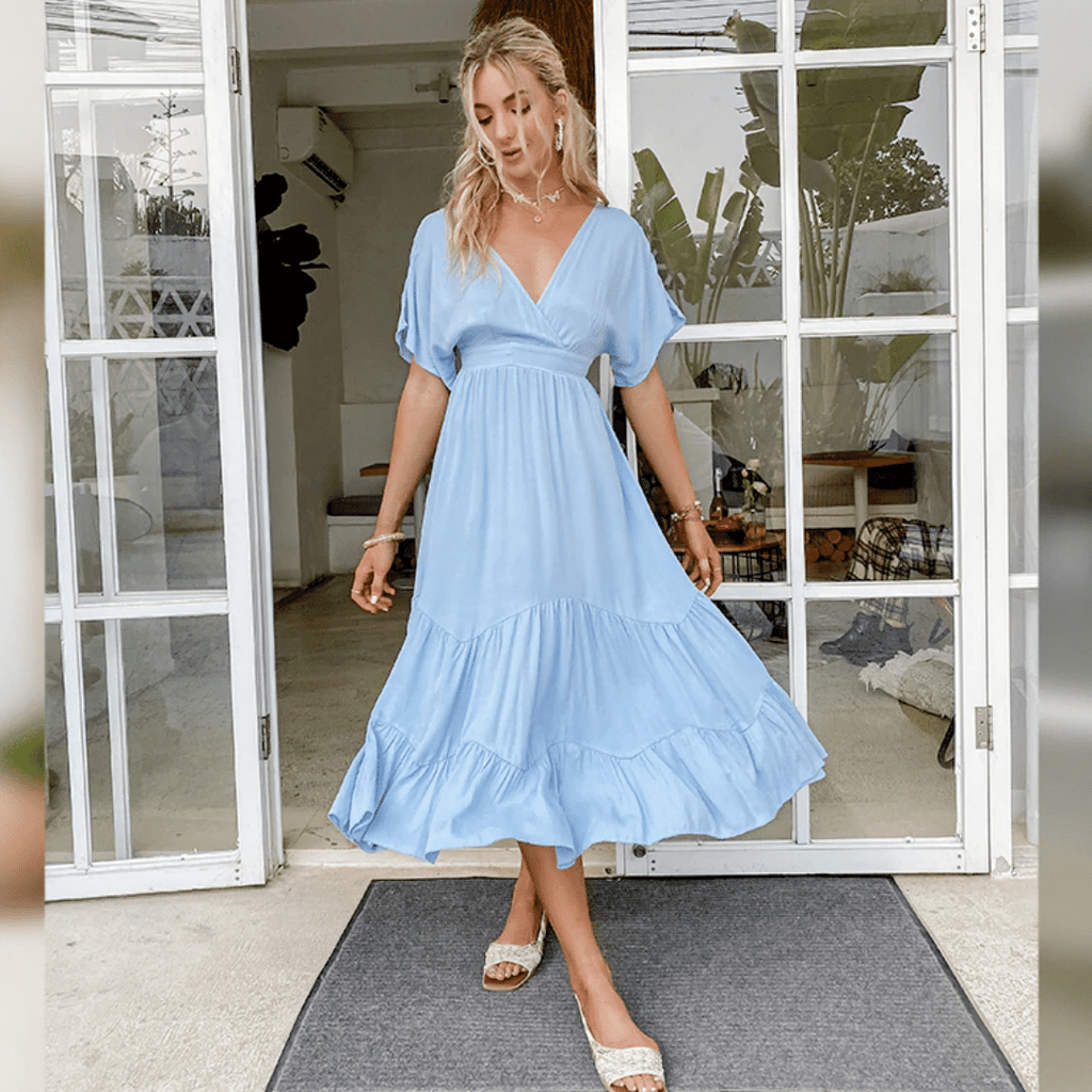 Vestito elegante top blu donna