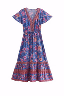 Vestito Blu a Fiori | Paradiso Bohemien