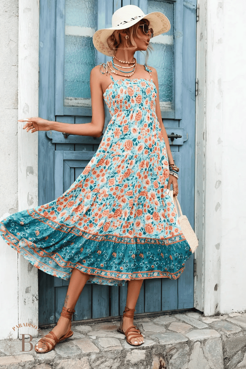 Vestito Stampa Floreale di Media Lunghezza Paradiso Bohemien