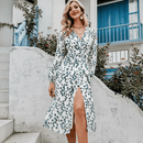 Vestito con Foglie Verdi Boho Chic 