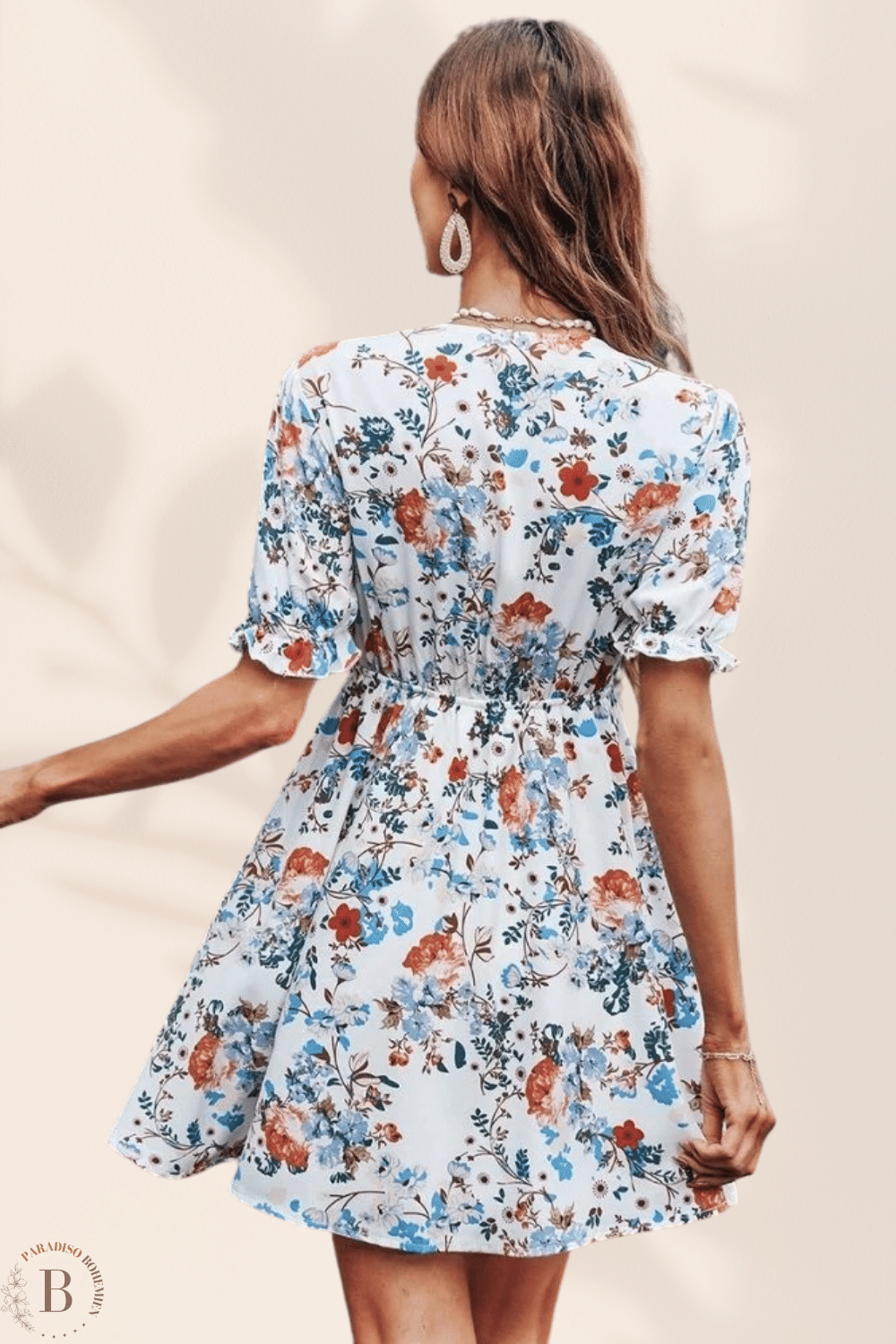 Vestito Corto a Fiori Bianco | Paradiso Bohemien