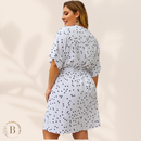 Vestito Corto a Pois Taglie Forti Bianco | Paradiso Bohemien