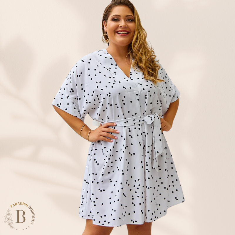Vestito Corto a Pois Taglie Forti | Paradiso Bohemien
