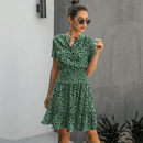 Vestito Corto Verde a Pois Neri