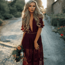 Vestito da Damigella Borgogna Hippie Chic