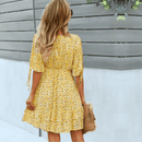 Vestito Elegante Giallo con Fiori Boho Chic | Paradiso Bohemien