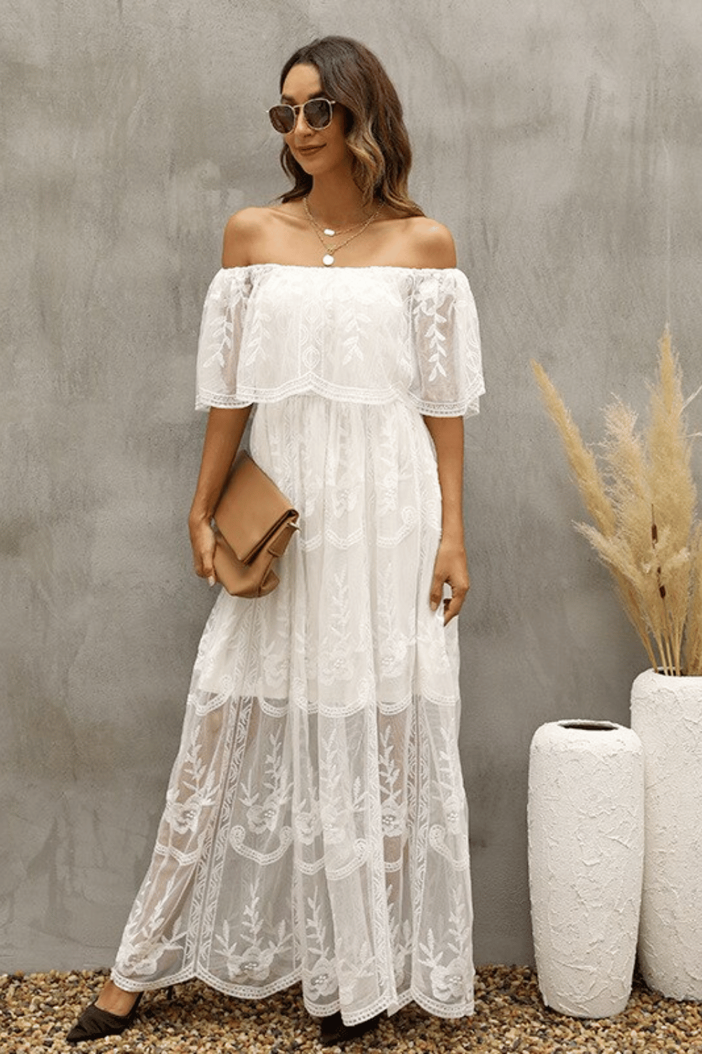 Vestito in Pizzo Bianco Lungo Boho | Paradiso Bohemien