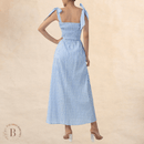 Vestito a quadretti bianco e blu con spalline | Paradiso Bohemien