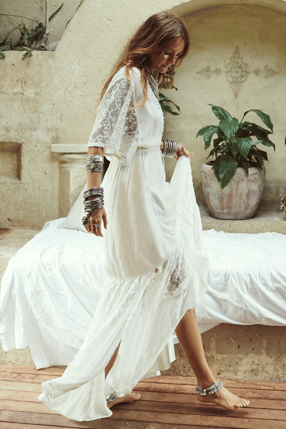 Vestito Lungo Bianco Boho | Paradiso Bohemien