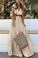 Vestito Lungo con Volant Beige da donna | Paradiso Bohemien